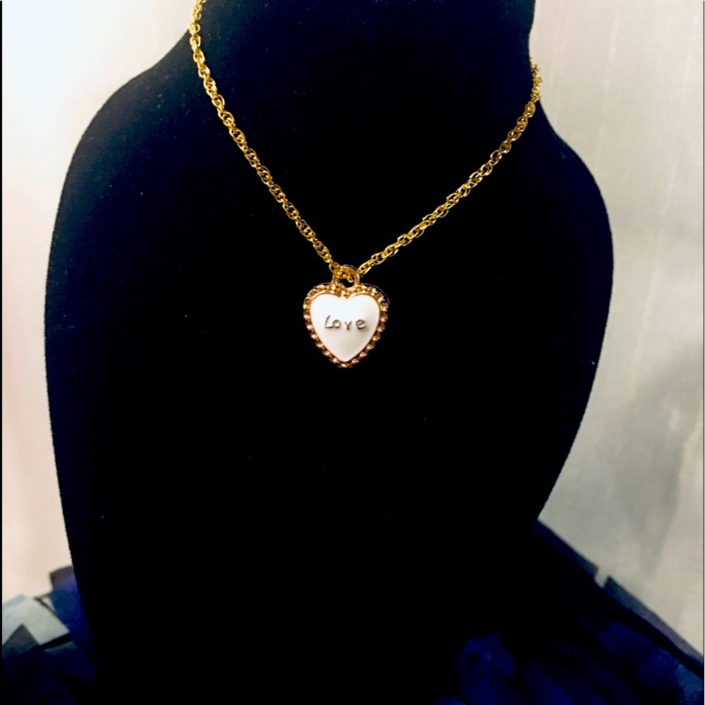 White and Gold Heart Necklace